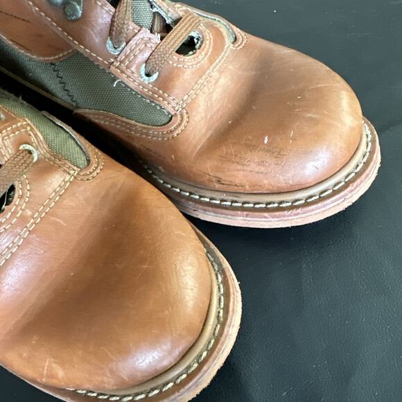 L.L.Bean Boots Mens Size 10 Brown Green Leather Canvas Hiking Fly Fishing BP main image 7